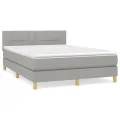 cadre de lit avec matelas Gris clair 140x200cm Tissu