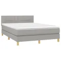 cadre de lit avec matelas Gris clair 140x200cm Tissu