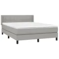 cadre de lit avec matelas Gris clair 140x190cm Tissu
