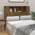 Armoire de tête de lit chêne fumé 120x18,5x102,5 cm
