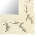 Miroir sculpté à la main Blanc 50x50 cm Bois de manguier massif