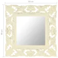 Miroir sculpté à la main Blanc 50x50 cm Bois de manguier massif