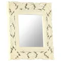 Miroir sculpté à la main Blanc 50x50 cm Bois de manguier massif