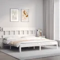 Cadre de lit avec tête de lit blanc Super King bois massif