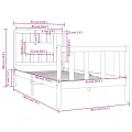 Cadre de lit bois massif 90x190 cm simple