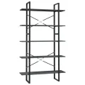 Bibliothèque à 5 niveaux Gris 100x30x175 cm Bois de pin