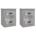 Tables de chevet murales 2 pcs gris béton 41,5x36x53 cm