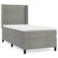 cadre de lit et matelas Gris clair 100x200cm Velours