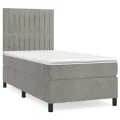 cadre de lit et matelas Gris clair 100x200cm Velours