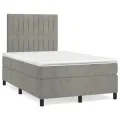 cadre de lit et matelas Gris clair 120x200cm Velours