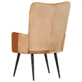 Chaise à oreilles Marron et crème Cuir véritable