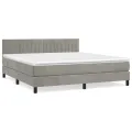 cadre de lit et matelas Gris clair 160x200cm Velours