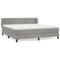 cadre de lit et matelas Gris clair 160x200cm Velours