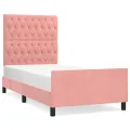 Cadre de lit avec tête de lit Rose 100x200 cm Velours