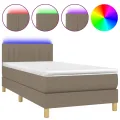 cadre de lit avec matelas LED Taupe 100x200 cm Tissu