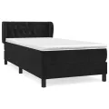 cadre de lit avec matelas Noir 90x200 cm Velours