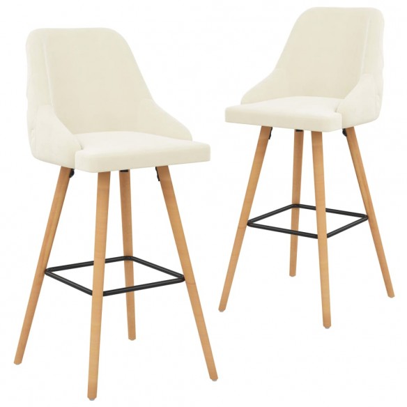 Chaises de bar lot de 2 crème velours