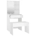 Ensemble de coiffeuse avec LED Blanc brillant Bois d'ingénierie