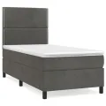 cadre de lit et matelas Gris foncé 90x200 cm Velours