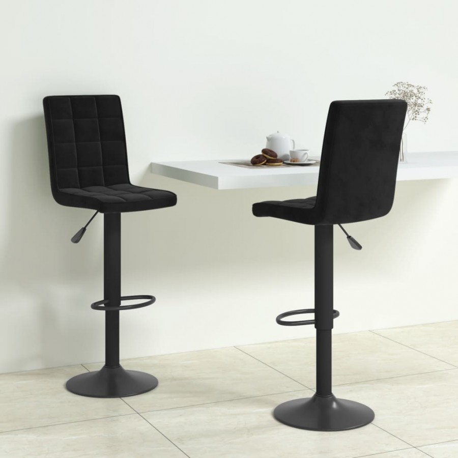 Tabourets de bar lot de 2 noir velours