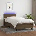 cadre de lit et matelas et LED Marron foncé 90x200cm