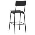 Chaises de bar lot de 6 noir contreplaqué solide et acier