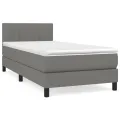 cadre de lit avec matelas Gris foncé 80x200 cm Tissu