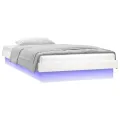Cadre de lit à LED blanc 75x190 cm petit simple bois massif