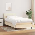 cadre de lit avec matelas Crème 80x200 cm Tissu