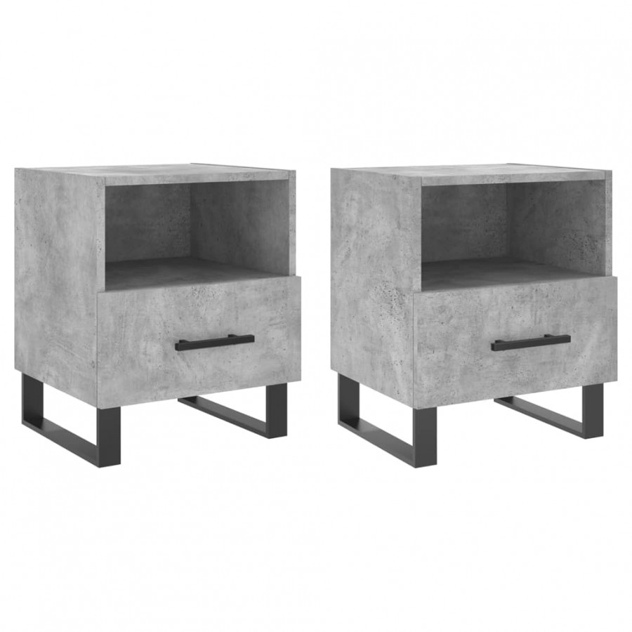 Tables de chevet 2pcs gris béton 40x35x47,5cm bois d’ingénierie