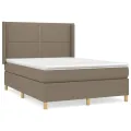cadre de lit avec matelas Taupe 140x200 cm Tissu