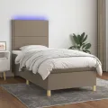 cadre de lit et matelas et LED Taupe 80x200cm Tissu
