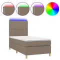 cadre de lit et matelas et LED Taupe 80x200cm Tissu