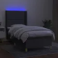cadre de lit matelas LED Gris foncé 100x200 cm Tissu