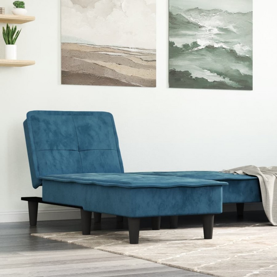 Chaise longue bleu velours