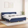 cadre de lit avec matelas Bleu 160x200 cm Tissu