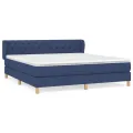 cadre de lit avec matelas Bleu 160x200 cm Tissu