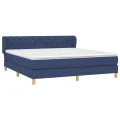 cadre de lit avec matelas Bleu 160x200 cm Tissu