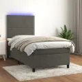 cadre de lit avec matelas et LED Gris foncé 90x200cm