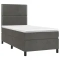 cadre de lit avec matelas et LED Gris foncé 90x200cm