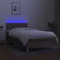 cadre de lit avec matelas LED Taupe 90x200 cm Tissu