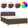 cadre de lit matelas et LED Marron foncé 140x200 cm