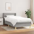 cadre de lit avec matelas Gris clair 80x200 cm Tissu
