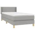 cadre de lit avec matelas Gris clair 80x200 cm Tissu