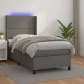 cadre de lit matelas LED Gris 90x200 cm Similicuir