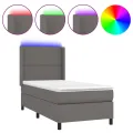 cadre de lit matelas LED Gris 90x200 cm Similicuir