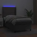 cadre de lit matelas LED Gris 90x200 cm Similicuir