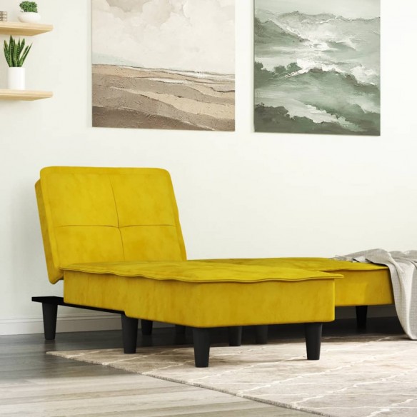 Chaise longue jaune velours