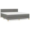 cadre de lit avec matelas Gris foncé 160x200cm Tissu