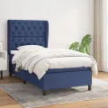 cadre de lit avec matelas Bleu 80x200 cm Tissu